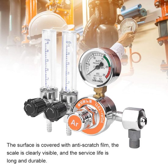 Argon Drukregelaar - Gasregelaar Manometer - Lassen Controleren - Dubbele Buizen Ontwerp - 0-25MPa Meetbereik - Zilverkleurig — afbeelding 5