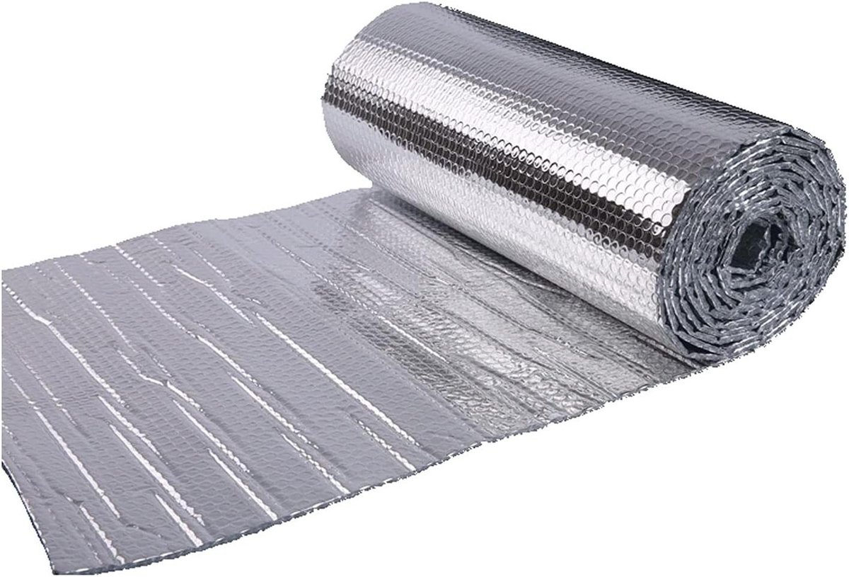 Isolatie Folie - Noppenfolie Reflectie - Energie Besparen - Dubbele Bellenlaag - 5 mm Dikte - Aluminiumkleur