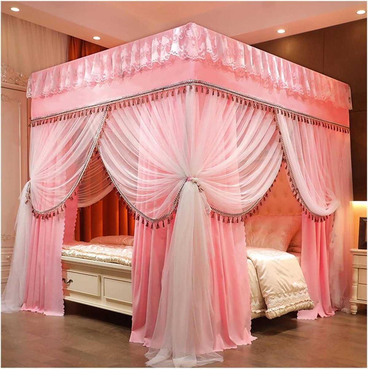 Klamboe Bedhemel - Luxe Bed Tent - Slaapkamer Decoratie - 360 Graden Gesloten - 180 x 220 cm - Wit