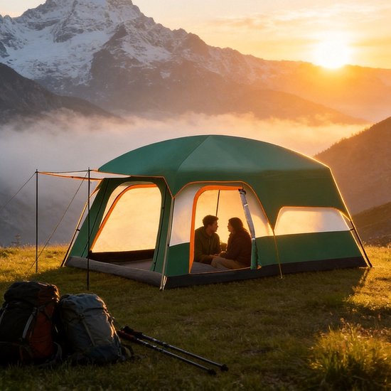 Jensaro Campingtent 2-4 Personen - Waterdicht - UV Bescherming - Familietent - Draagbaar - Festival Tent - Outdoor - Groen — afbeelding 4