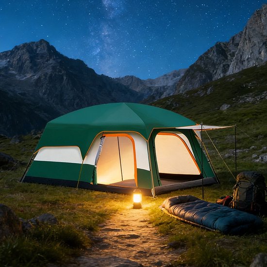 Jensaro Campingtent 2-4 Personen - Waterdicht - UV Bescherming - Familietent - Draagbaar - Festival Tent - Outdoor - Groen — afbeelding 5