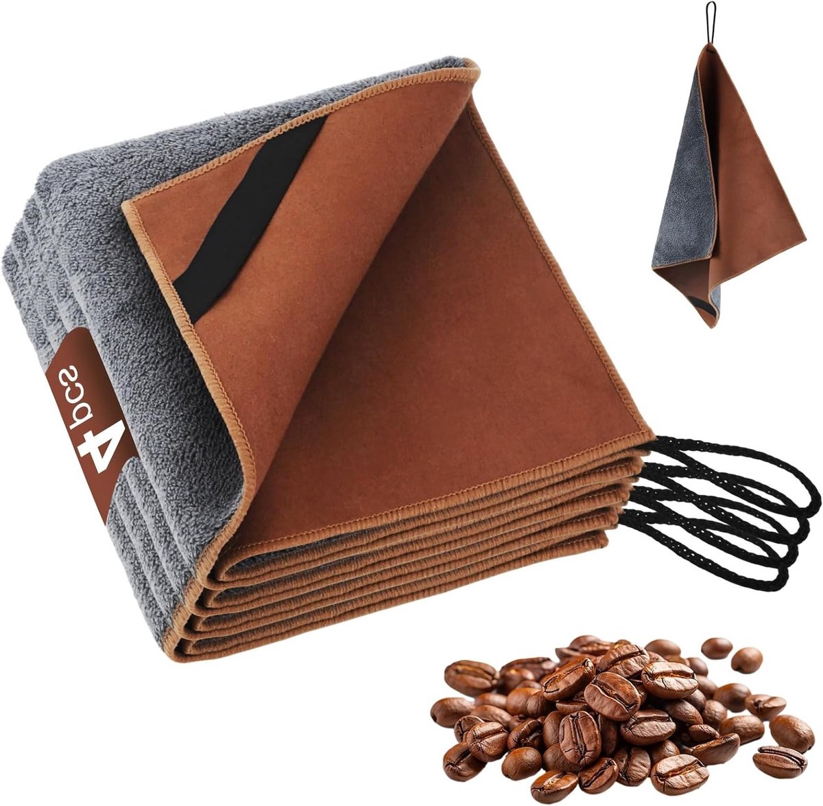 Set van 4 Microvezeldoeken 30 x 30 cm voor het Reinigen van Filtermachines - Extra Absorberend en Dubbelzijdig, Ideaal voor Koffie en Barista Accessoires