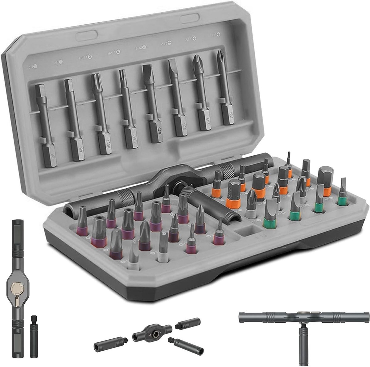 Complete 42-in-1 Schroevendraaierset met Magnetische Bits, Verwijderbare Ratchet Handgreep en Precisie Gereedschap voor Reparaties en Klussen