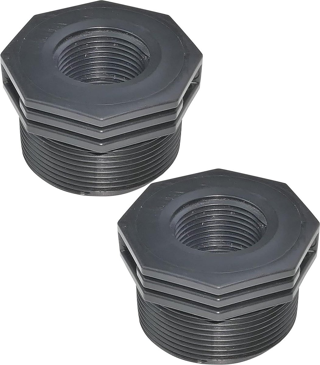 AERZETIX - C51854 - set of 2 plastic male/female reducers 2 inch x 1 inch with inner cap for screwing in - reducer male/female for screwing in, 6 bar