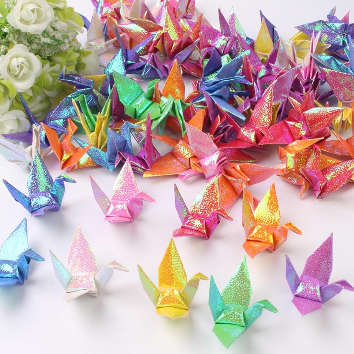 Origami Papier Set met 50 Stukken voor Kraanvogels en Levendige Bladeren voor Feesten en Decoratie