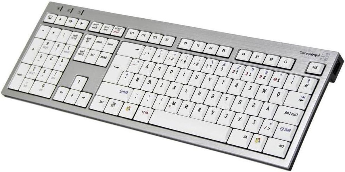 PC Toetsenbord - Smal Toetsenbord - Productief Werken - Slim Line Design - 108 Toetsen - Zilver Wit