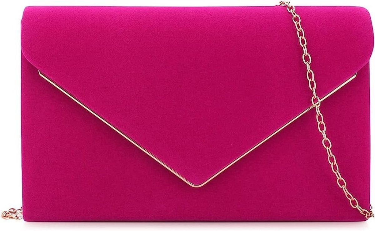 Elegante Avondtas voor Dames - Clutch en Schoudertas van Faux Suède met Afneembare Ketting voor Bruiloft, Cocktail en Prom Party