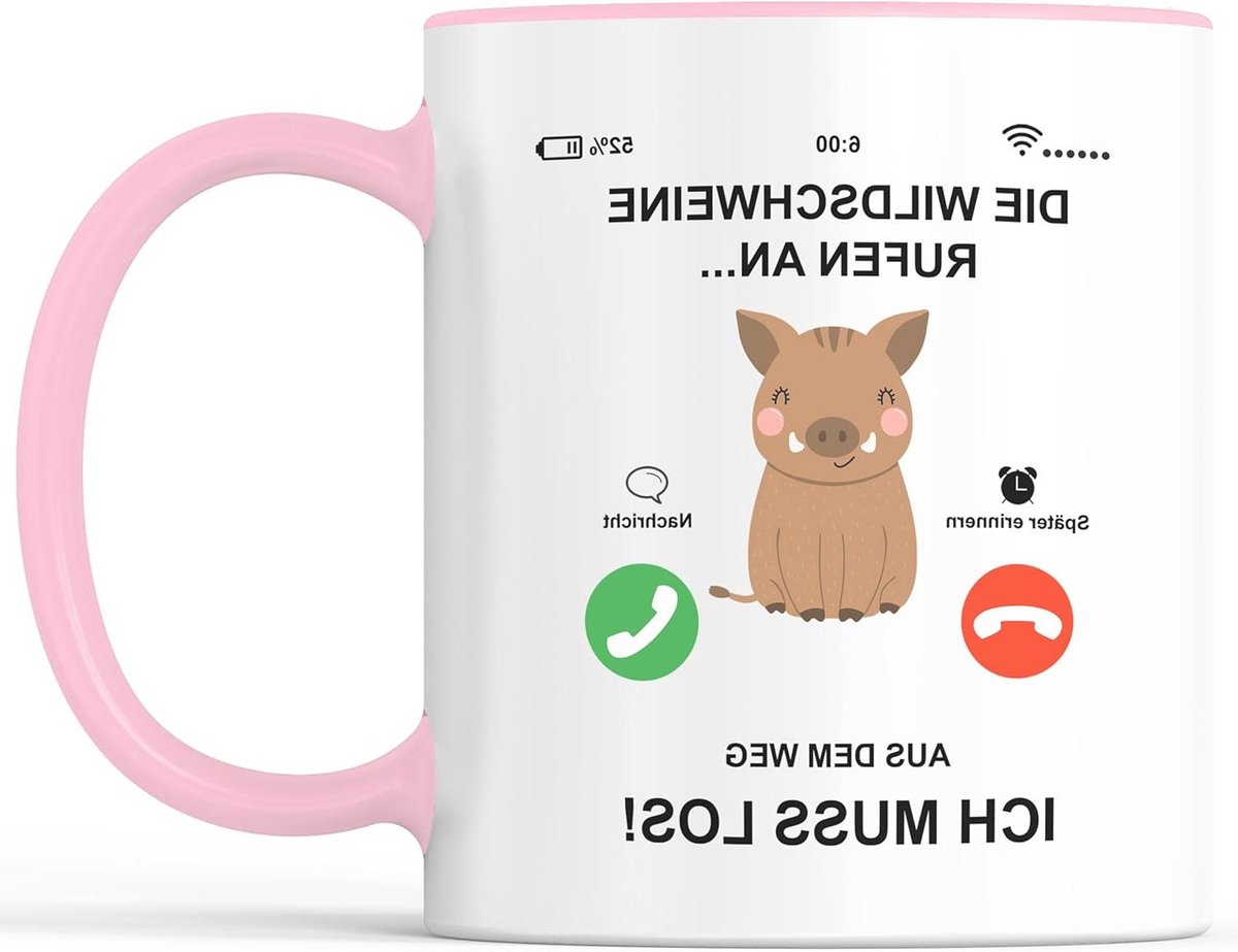 Koffiemok met spreuk - Grappige mok - Cadeau geven - Vaatwasmachinebestendig - 330 ml - Wit-Roze