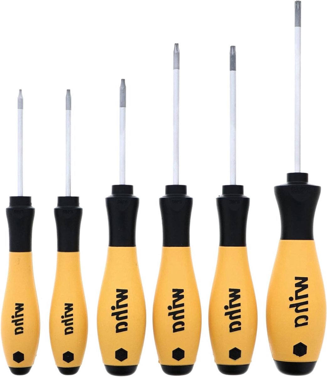 Torx Schroevendraaierset - Precisie Bits - Precisiewerk - ESD Veilige Handgrepen - 6 Delig - Grijs