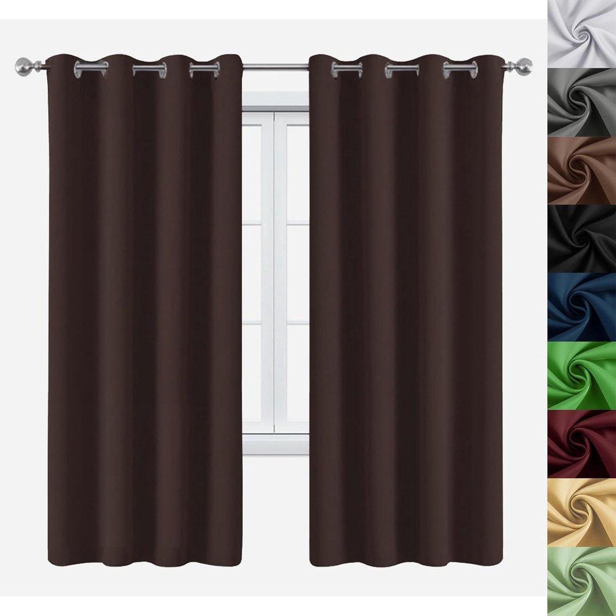 Verduisteringsgordijnen - Raambekleding Thermisch - Privacy en Isolatie - Drievoudig Geweven Stof - 70x165 cm - Bruin