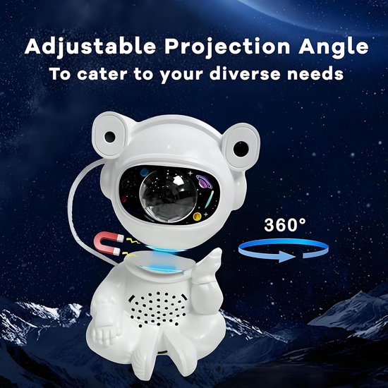 Astronaut Sterrenprojector - Nachtlamp Decoratie - Kinderkamer Verlichting - Draadloze Muziek Afstandsbediening - 8.6 x 7.6 x 12.5 cm - Wit — afbeelding 2