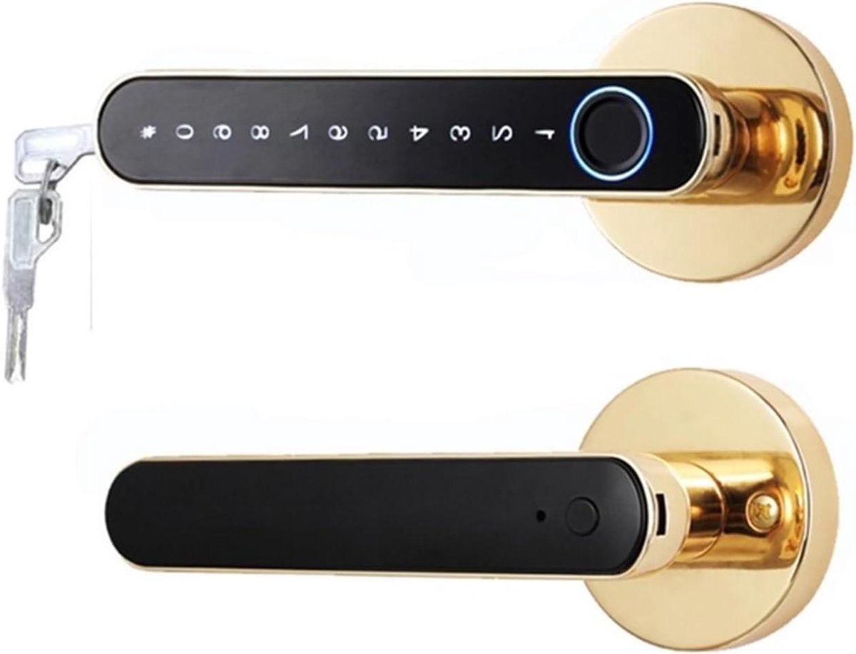 Slim Deurslot - Elektronisch Slot - Huis Beveiligen - Meerdere Ontgrendelopties - 10x10x10 mm - Goud