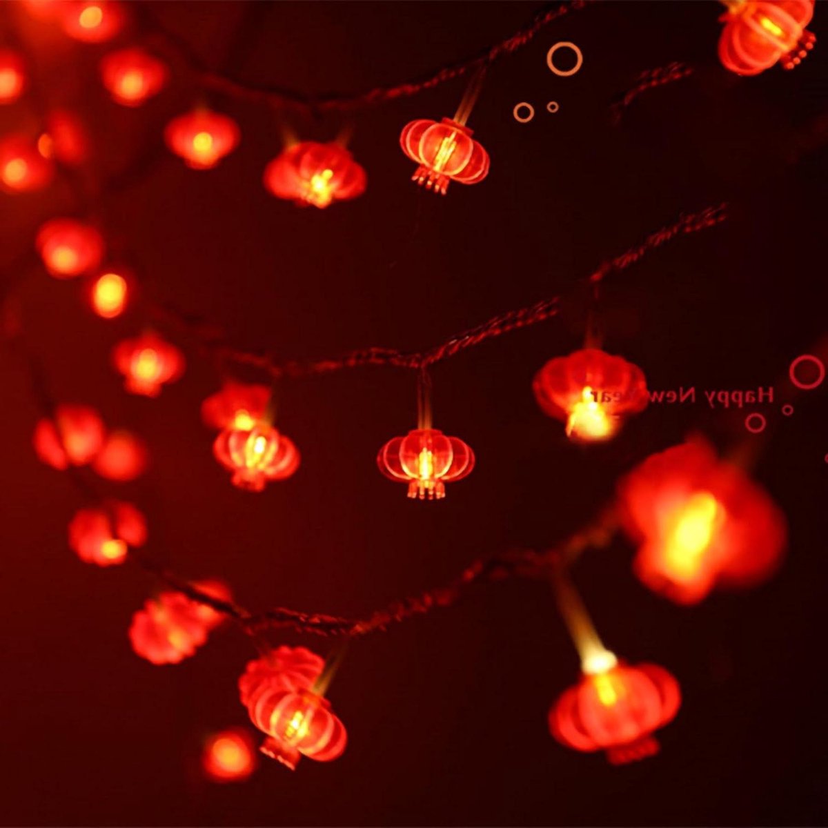 Dailygoody - Rode Lantaarn String Lights - LED Lichten - Sfeervolle Decoratie - 3 Meter - Waterdicht - Perfect voor Tuinen en Feesten