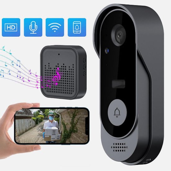 Videodeurbel met Camera - Slimme Deurbel - Veiligheid Thuis - Bewegingsdetectie met AI - 7 x 5 x 16 cm — afbeelding 5