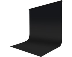 Zwart Fotografie Achtergrond 1.5x2M, Draagbaar Vouwbaar Non-woven Stof voor Foto Studio, Video Opnames en Feestjes, Ideaal voor Live Streaming en Professionele Fotografie
