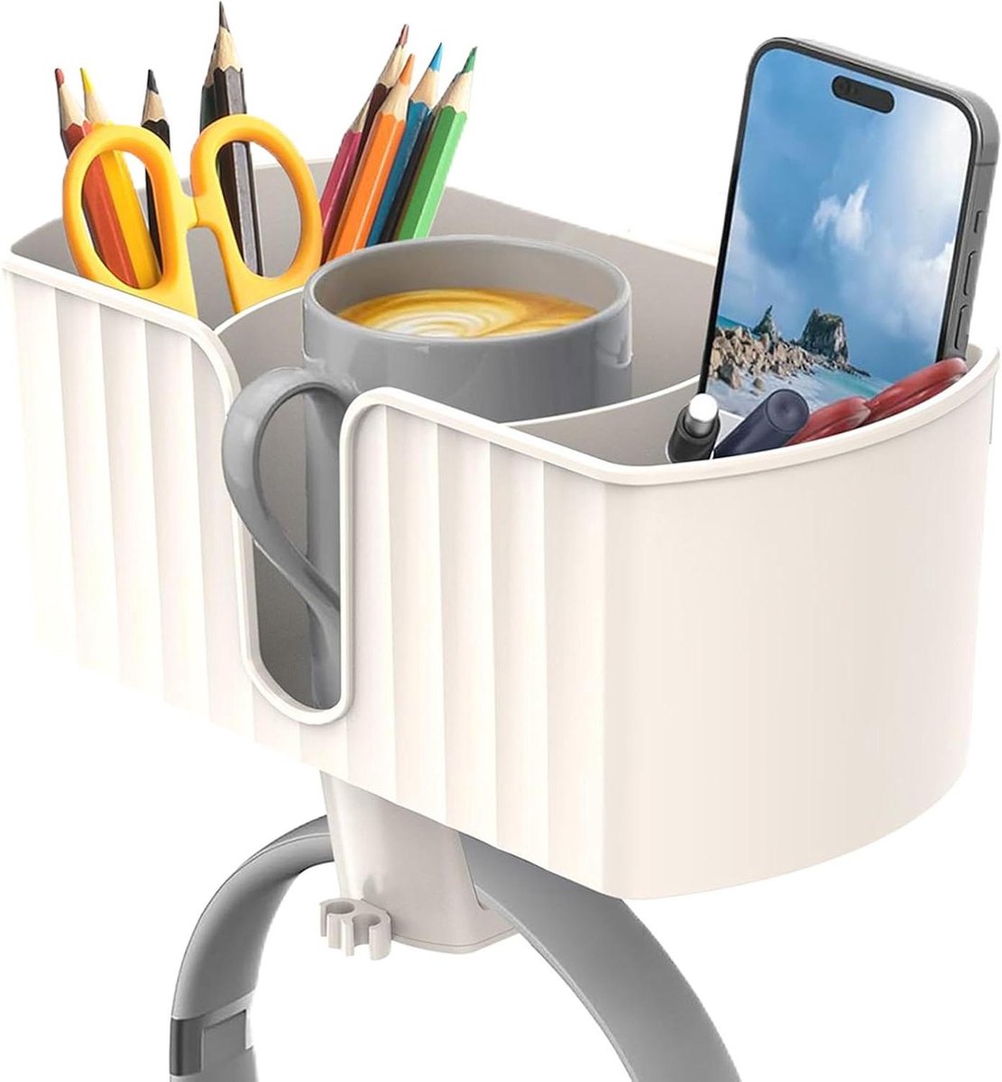 Bekerhouder Organizer - Bureau Klem - Bureau Opruimen - Draaibaar Ontwerp - 5-50 mm Klem - Zwart