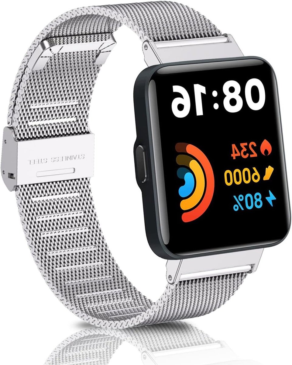 Ademende geweven roestvrijstalen armband voor Xiaomi Redmi Watch 2 Lite, comfortabele mesh horlogeband voor mannen en vrouwen