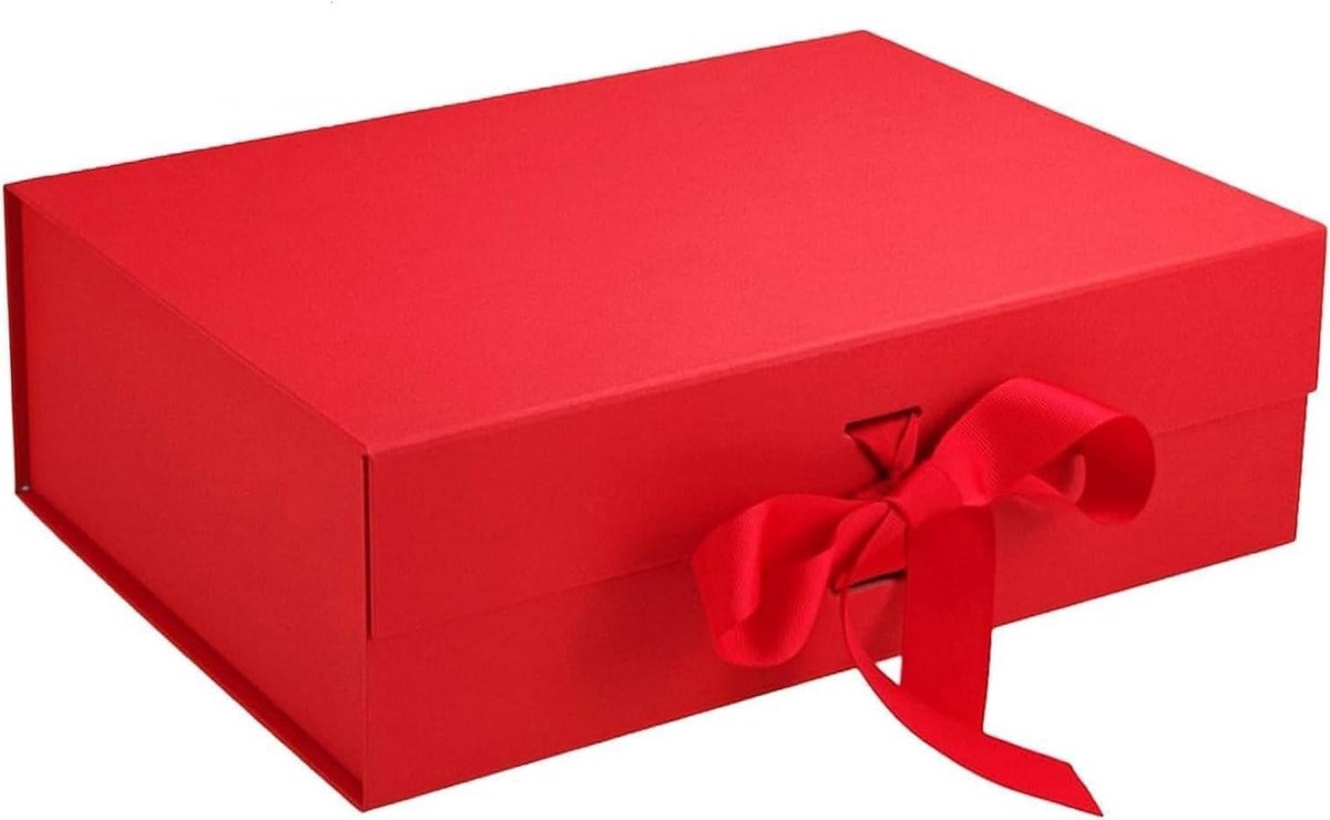 Elegante Geschenken Doos met Deksel en Strik, Herbruikbare Verpakking voor Verjaardag, Kerst en Valentijnsdag, Rood