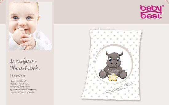 Babydeken Neushoorn - Knuffeldeken Zacht - Comfortabel Slapen - Huidvriendelijk Materiaal - 75 x 100 cm - Meerkleurig van Merkloos — afbeelding 5