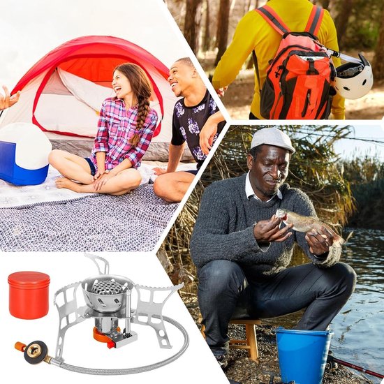 Camping fornuis - Buitenbrander - Koken op reis - Honingraat structuur - 95 cm hoog - Zilver — afbeelding 5