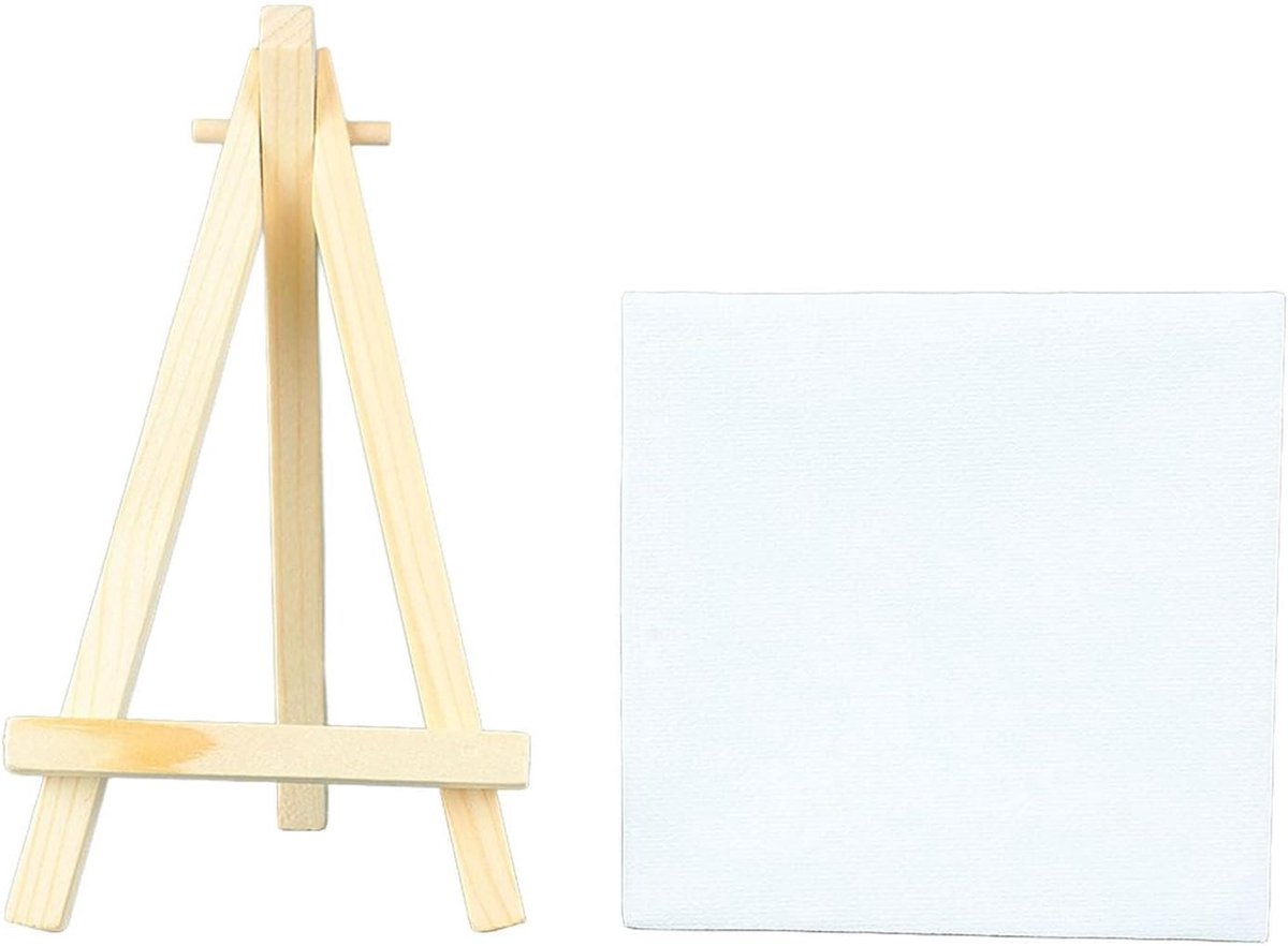 Mini Ezel - Tentoonstellingsstandaard - Kleine Kunstwerken Tonen - Verstelbare Helling - 10 Stuks 15 cm - Houtkleur