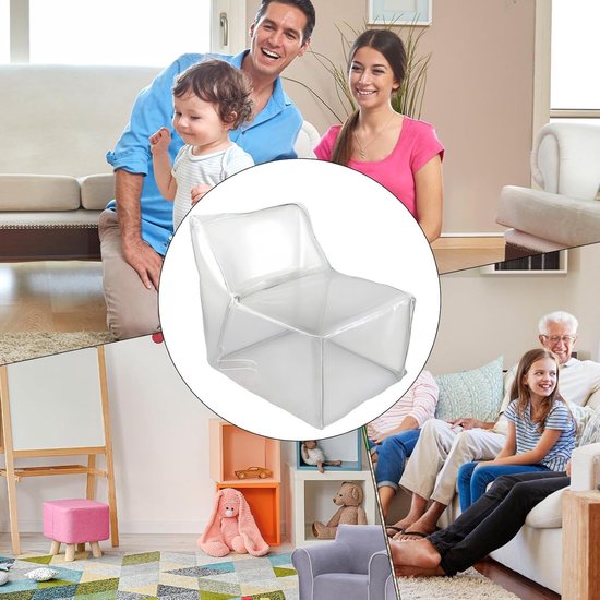 Opbergstoel Knuffels - Speelgoedzak Rits - Kinderkamer Organiseren - Leeshoek Functie - 60x60x45 cm - Transparant — afbeelding 4