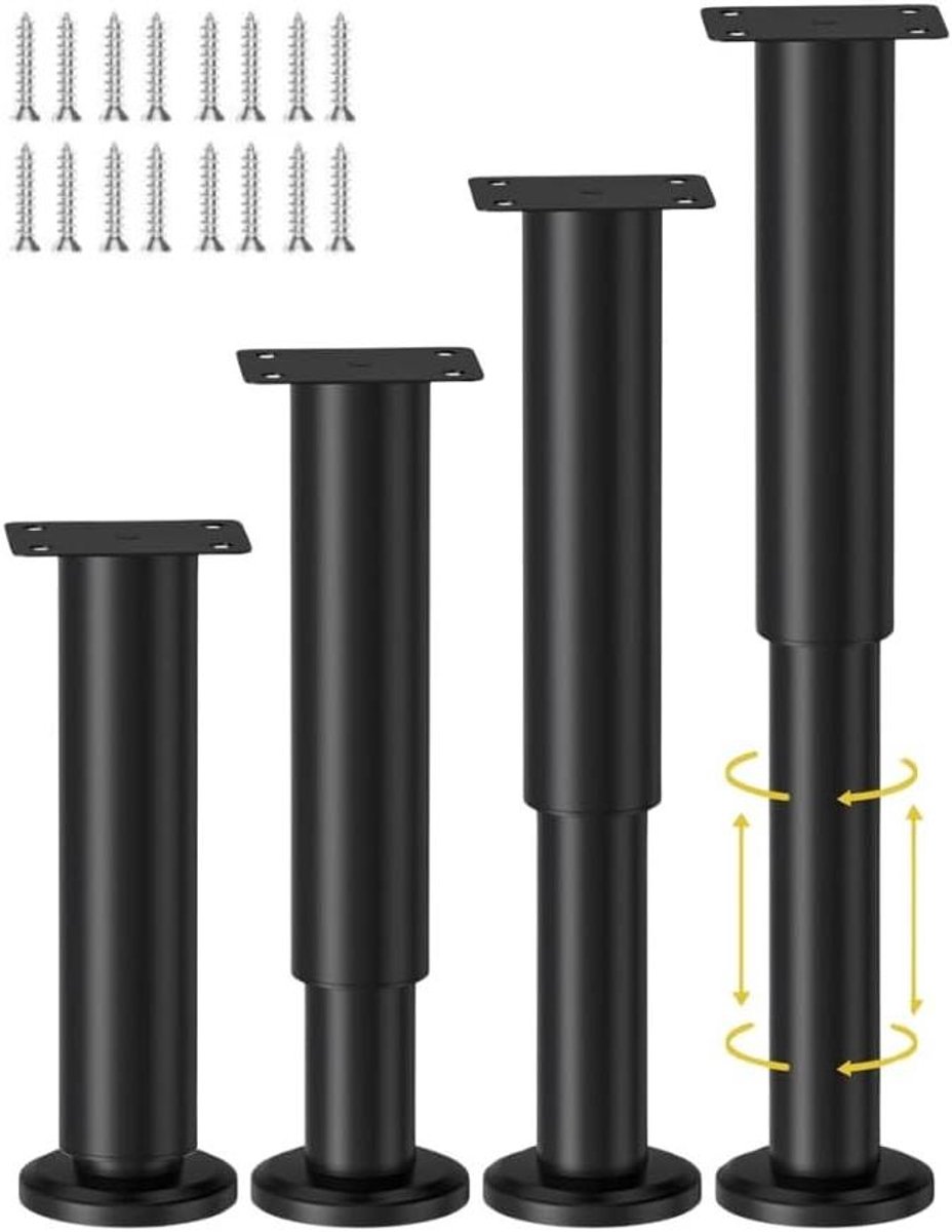 Meubelpoten Set - Verstelbare Steunen - Meubels Stabiliseren - In Hoogte Verstelbaar - 4 Stuks - Metaal