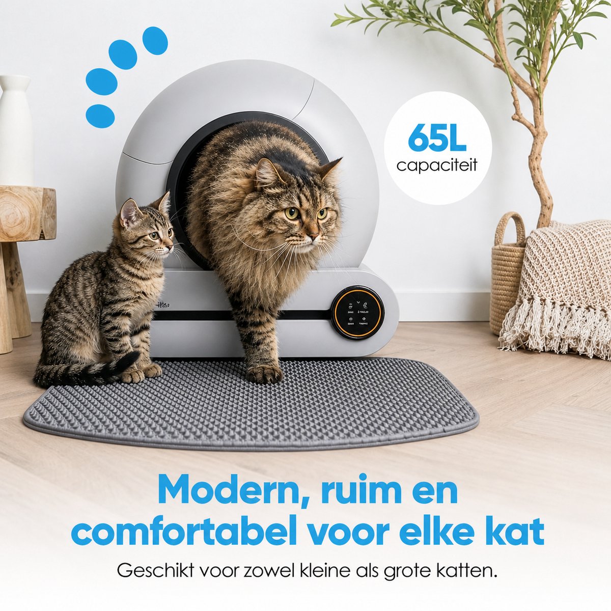 Purloo Automatische Kattenbak 65L XXL - Zelfreinigend + 100 Zakjes en Grindmat thumbnail 6