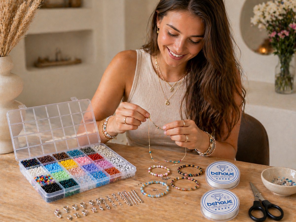 Behave 10000 Glaskralen Set Deluxe - DIY Sieraden maken - Kralen Set - Rocailles - Bedels - Letterkralen - 20 Kleuren - 3mm — afbeelding 4