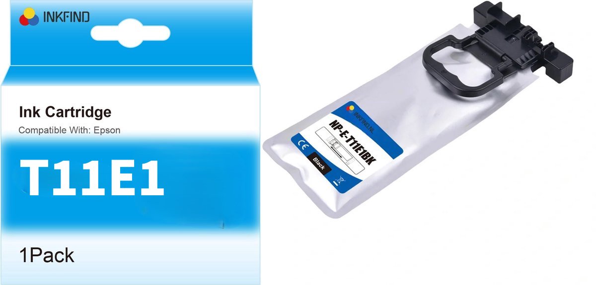INKFIND T11E Zwart Inktcartridge compatibel met Epson T11E (T11E1) Hoge Capaciteit - 1-pack Zwart*1