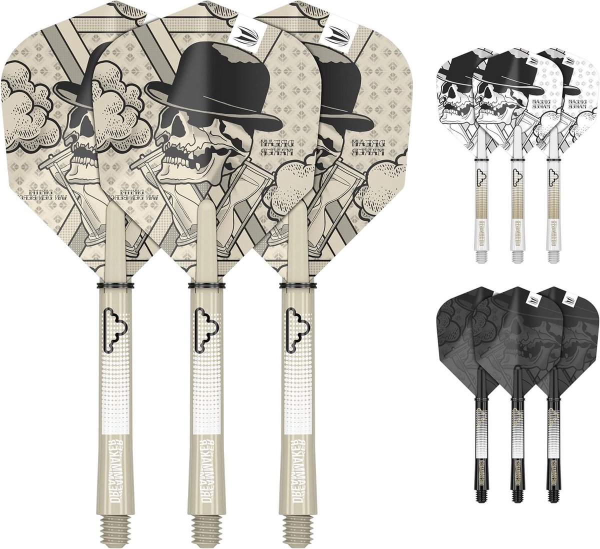 Dart Accessoires Set - Shafts en Flights - Precisie Werpen - Uniek Tattoo Design - 3 Kleuren 48mm - Multicolor