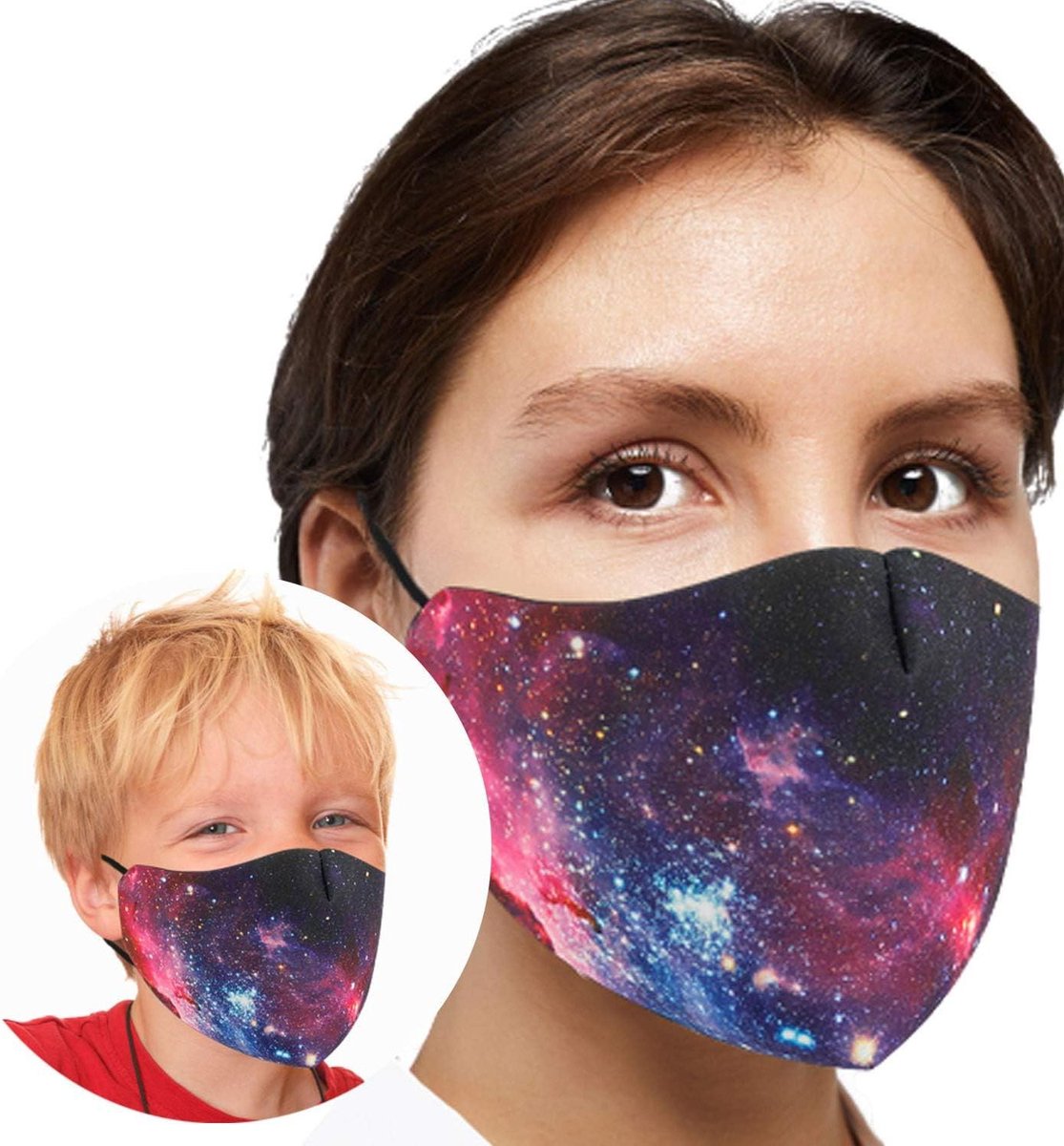 Herbruikbaar Mondkapje - Wasbaar Gezichtsmasker - Dagelijks Gebruik - Verstelbare Oorbanden - 10 Stuks - Galaxy Print