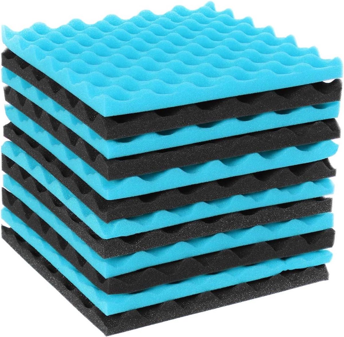 Akoestisch Schuim - Geluidsisolatie Tegels - Studio Verbetering - Geluidsbehandeling op Maat - 12 Stuks - Zwart Blauw