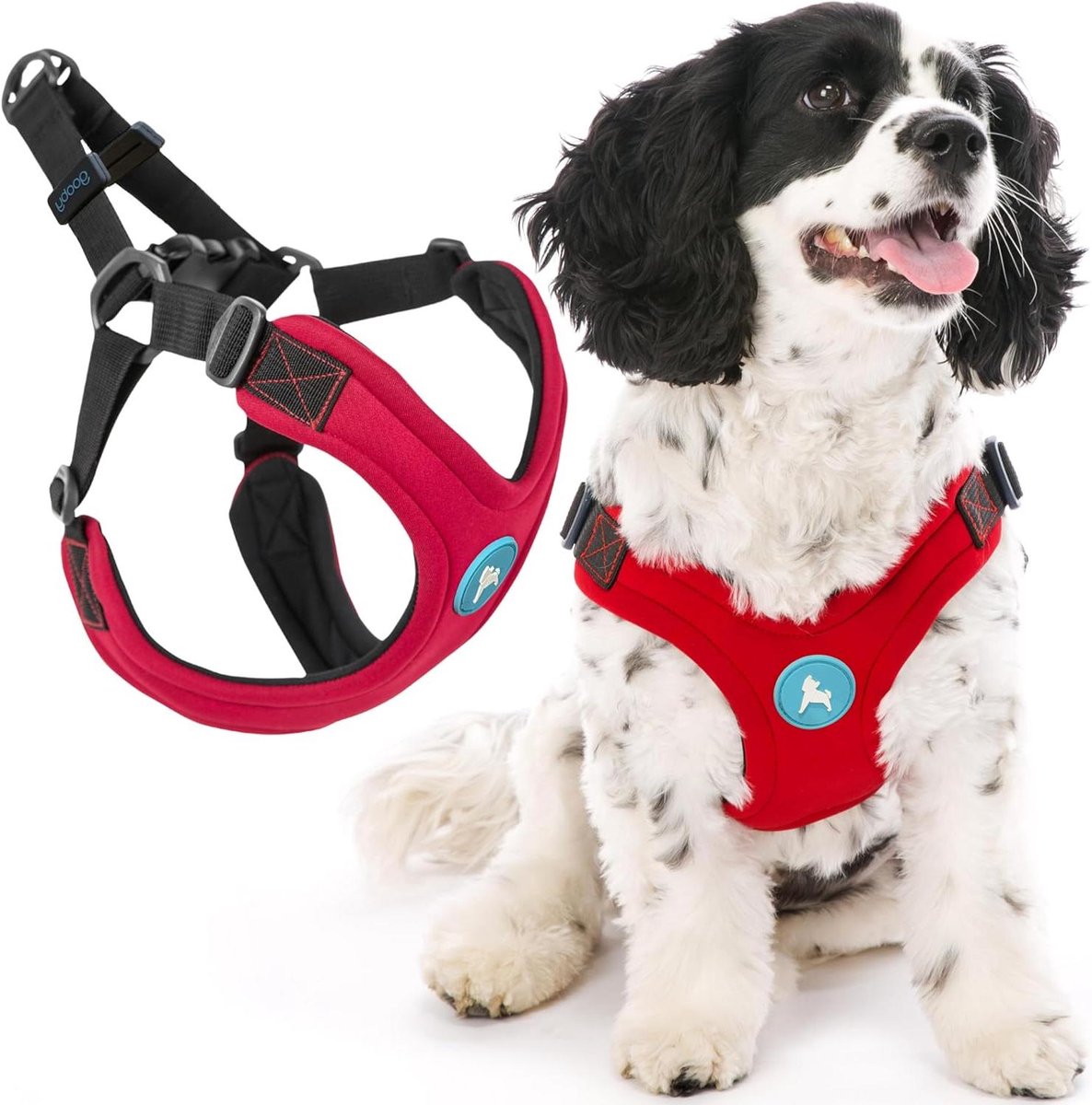 Sportharnas hond - Veilig tuigje - Wandelen buiten - Ontsnappingsvrij ontwerp - Medium borst - Rood