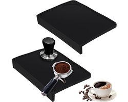 Pack van 2 silicone tamper matten, 21 x 15 x 3 cm, zwart, ideaal voor espresso en koffiezetten