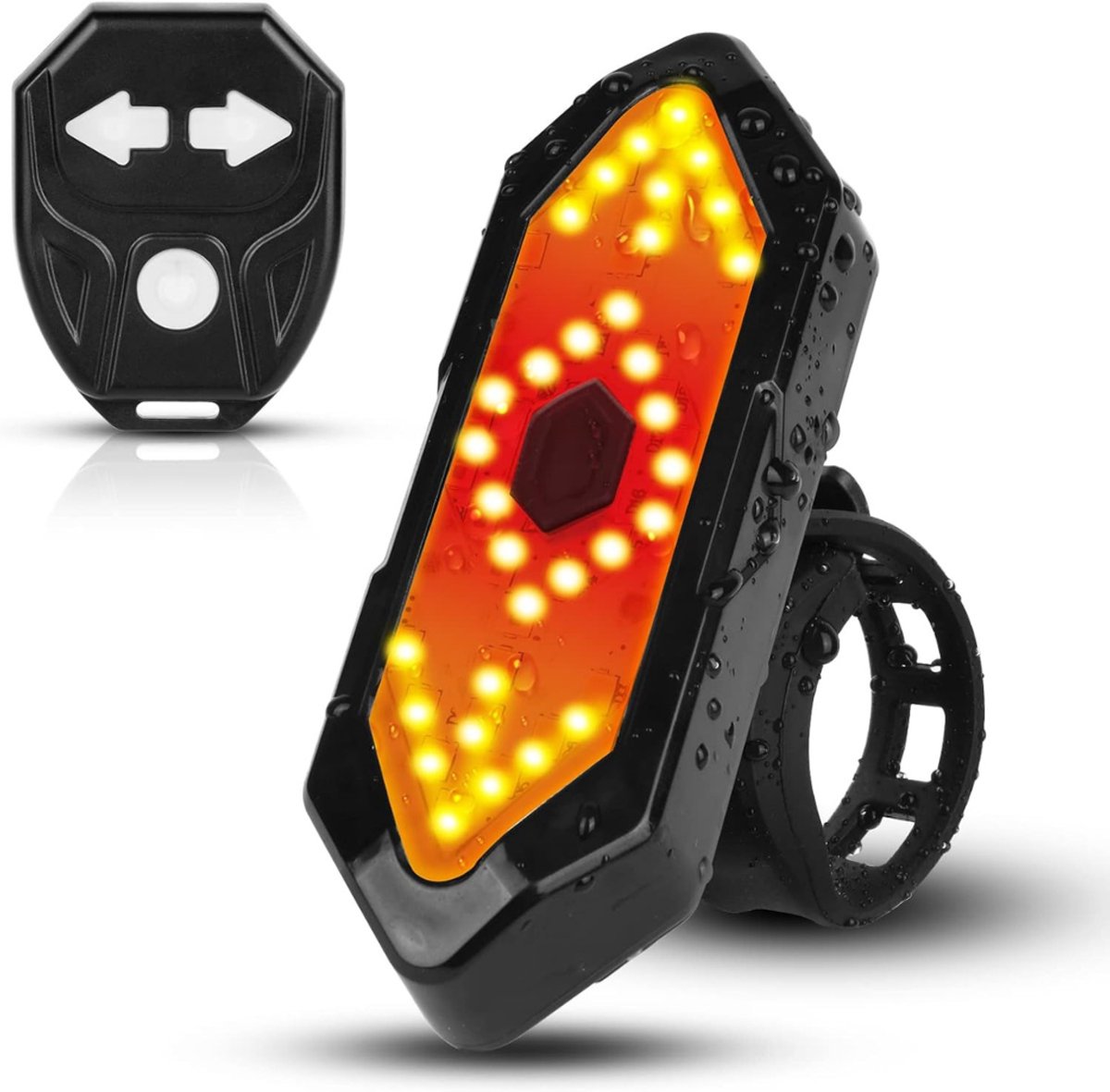 YOR® Richtingaanwijzer Fiets - Knipperlicht - Knipperlicht Draadloos - Fietsverlichting Met Afstandsbediening – USB Oplaadbaar – Waterdicht – Achterlicht Fiets- Zwart- 10cm x 6cm x 5cm