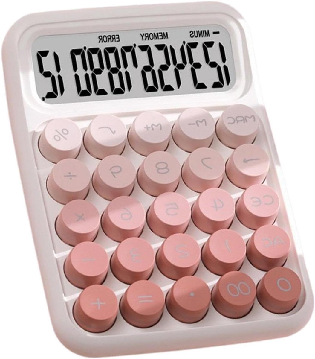 Rekenmachine Bureau - Desktop Calculator - Dagelijkse Berekeningen - Grote Comfort Knoppen - 16 x 12 x 3 cm - Roze