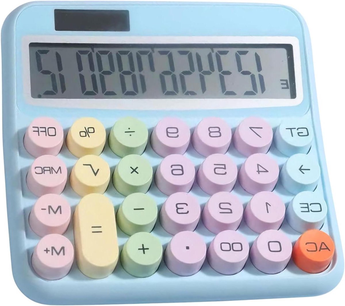 Grote Rekenmachine - Tafelmodel Teller - Financiële Berekeningen - 15 Graden Kantelbaar Scherm - 12 Cijfers LCD - Blauw