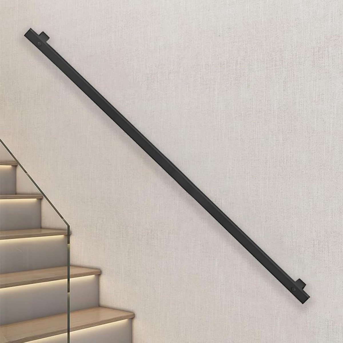 Trapleuning beugels - Steun voor leuning - Veilige ondersteuning - Sterk smeedijzer - Tot 600cm - Zwart