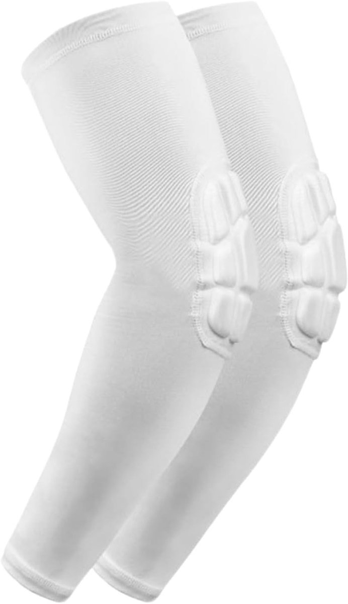Witte Gevoerde Elleboogbeschermers voor Sport, Schokbestendige Elleboogpads voor Volleybal en Basketbal, Comfortabele Bescherming voor Voorarmen