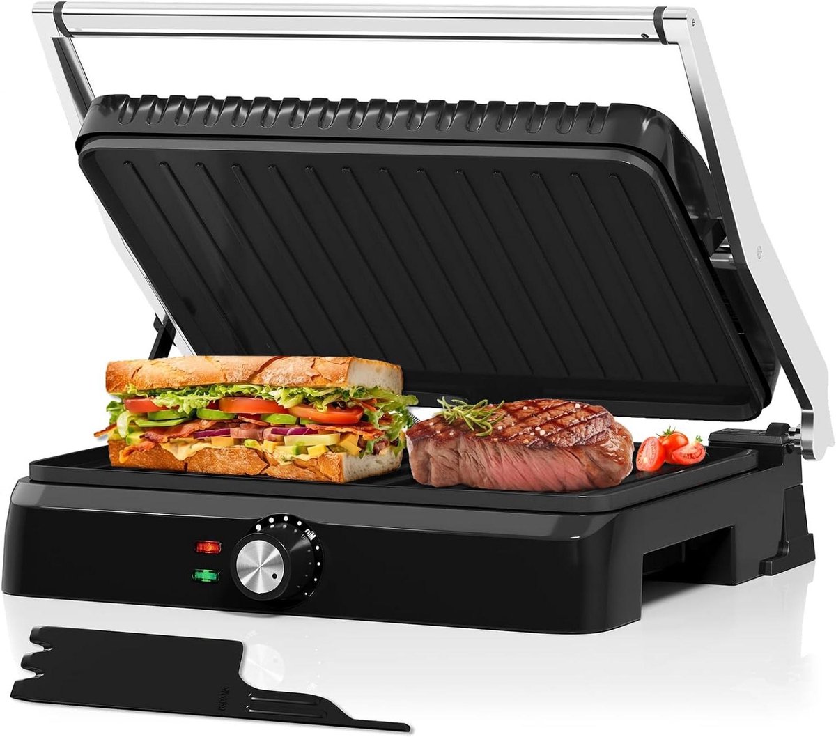 Contact Grill - Sandwich Maker - Lekker Grillen - 180 Graden Opening - 34 x 23 cm - Zwart
