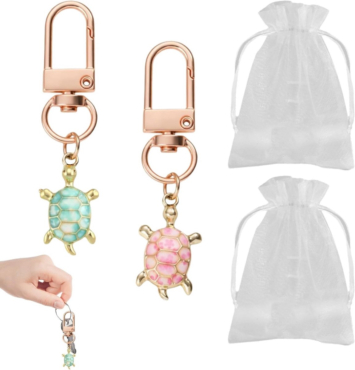 Reisgeschenkset met Gelukschildpad - Perfect voor Reizigers - Inclusief Cadeaubon en Organza Tas - Unieke Reisaccessoires en Souvenirs
