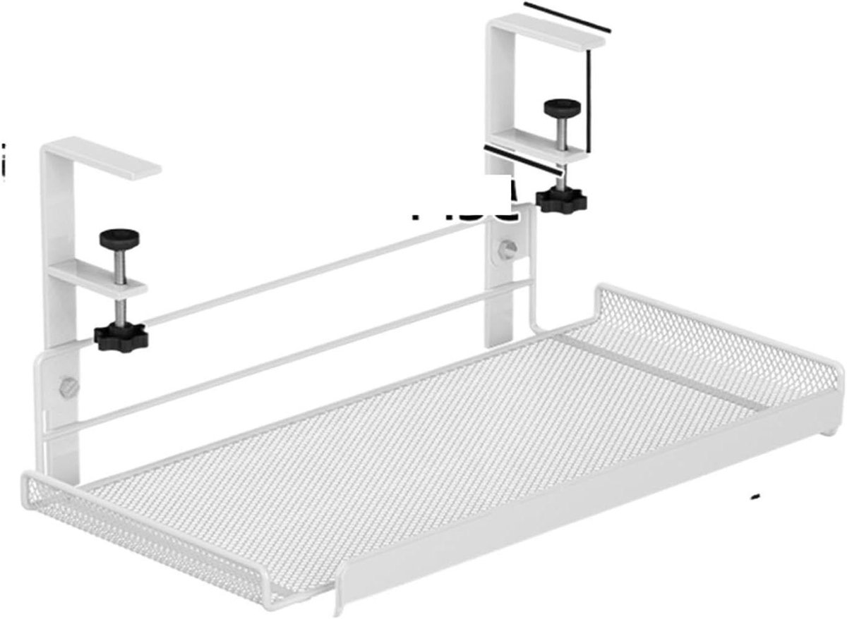 Onder-Bureau Plank - Opbergmand Kabel Beheer - Bureau Organisatie - Installatie Zonder Boren - Klein - Wit
