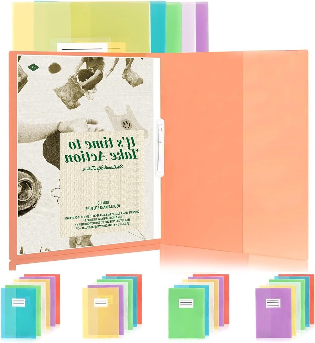 Set van 24 A4 Plastic Folders met Naamlabel, Kleurige en Duurzame Mappen voor School en Kantoor, Ideaal voor Organisatie en Archivering