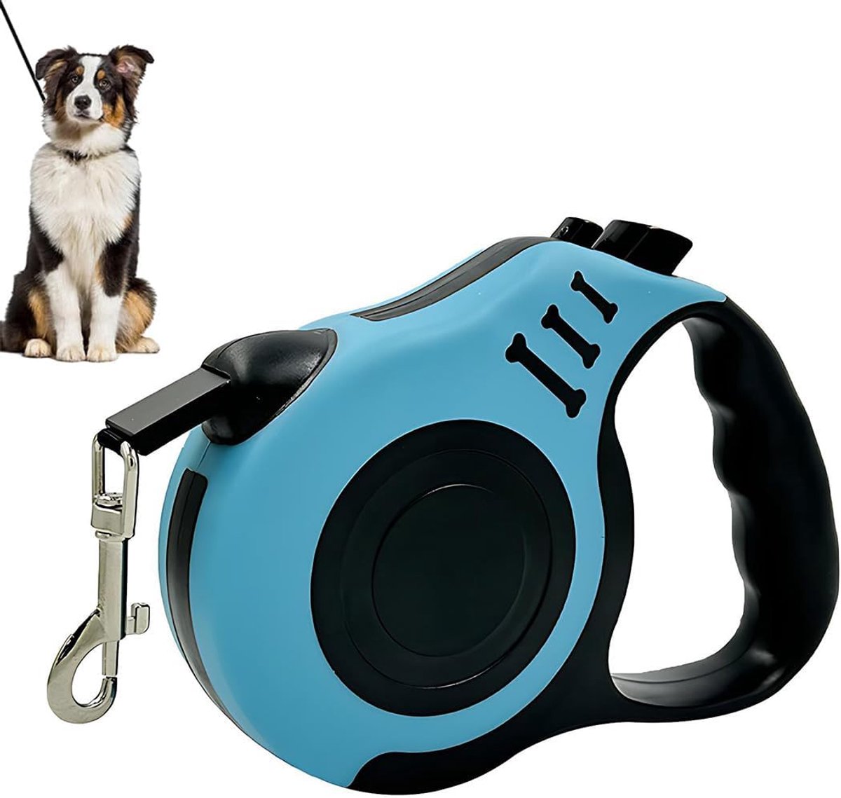 VHV - Hondenriem - Hondenriem 5 meter - Uitschuifbare hondenriem - 1 stuk - 5 meter - Voor honden tot 15 kg - Progressief remsysteem - Meerblauw
