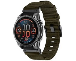 Strap-it Premium Nylon bandje met gesp geschikt voor Garmin Fenix 8 (Pro-E-47mm) - Fenix 7 (Solar-Pro) - 6 (Solar-Pro) - Fenix 5 (Plus) / Forerunner 970 - 965 - 955 - 945 - 935 - 745 / Epix Gen 2 - Pro 47mm / Quatix 8 (47mm) - 7 - 6 - 5 (Groen)