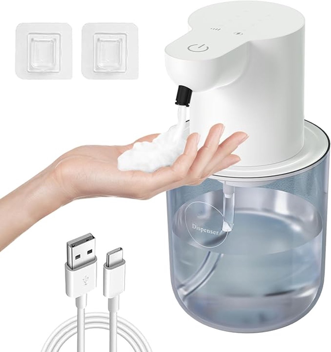 KZQ-Elektrische handdesinfectiedispenser - Slimme sensor schuimzeepdispenser - 400 ml - Vier instelbare standen - Wandmontage - Geschikt voor badkamers en keukens - Wit