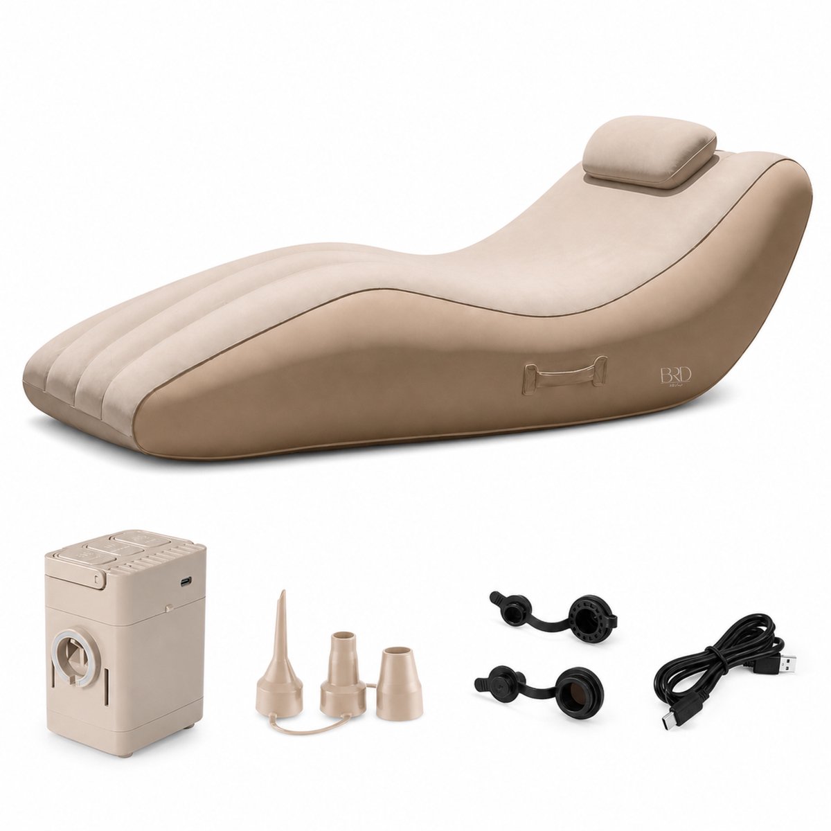 BRD® Automatisch Opblaasbare Lounge Sofa Beige - Stoel Elektrisch pomp