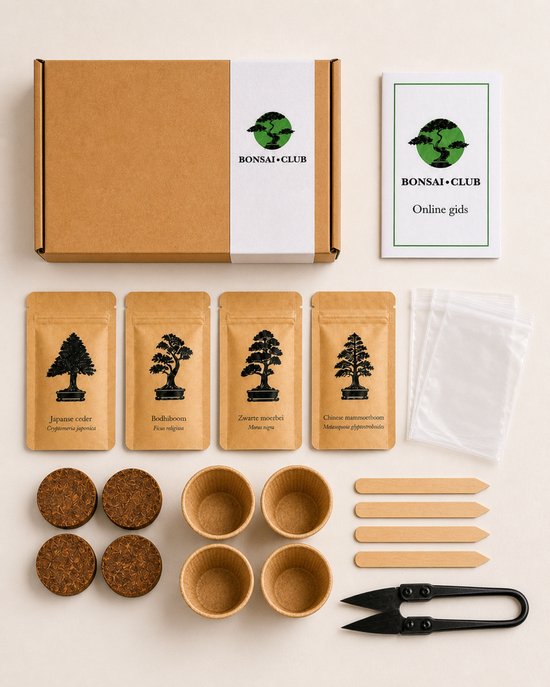 Bonsai Club Starter Kit - Bonsai Boom Kweken - Complete Bonsai Kweekset voor Beginners - Inclusief Zaden, Potjes & Tools