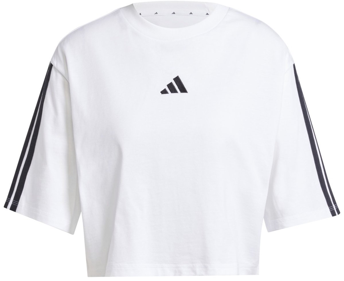 Adidas Essentials 3 Stripes Cotton Loose T-shirt Met Korte Mouwen Vrouw Zwart